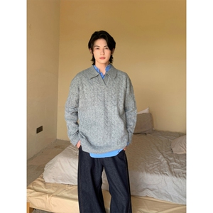 网图现货 美式复古麻花毛衣男款秋冬慵懒风针织衫内搭长袖 特P53图片