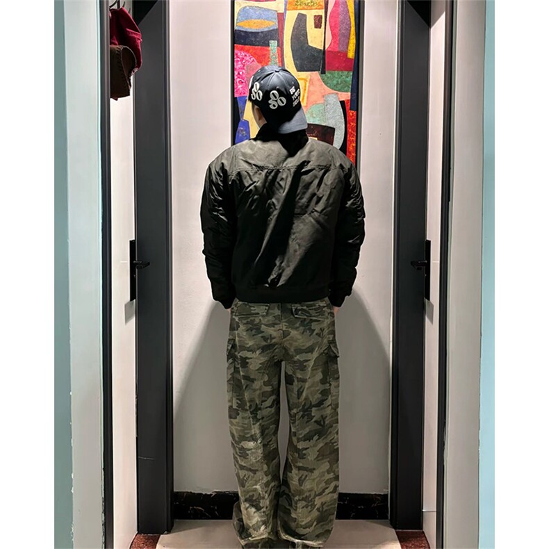 抖音得物美式潮休闲夹克春季立领纯色复古工装加厚棉服外套AMY01,男装夹克,电商A443