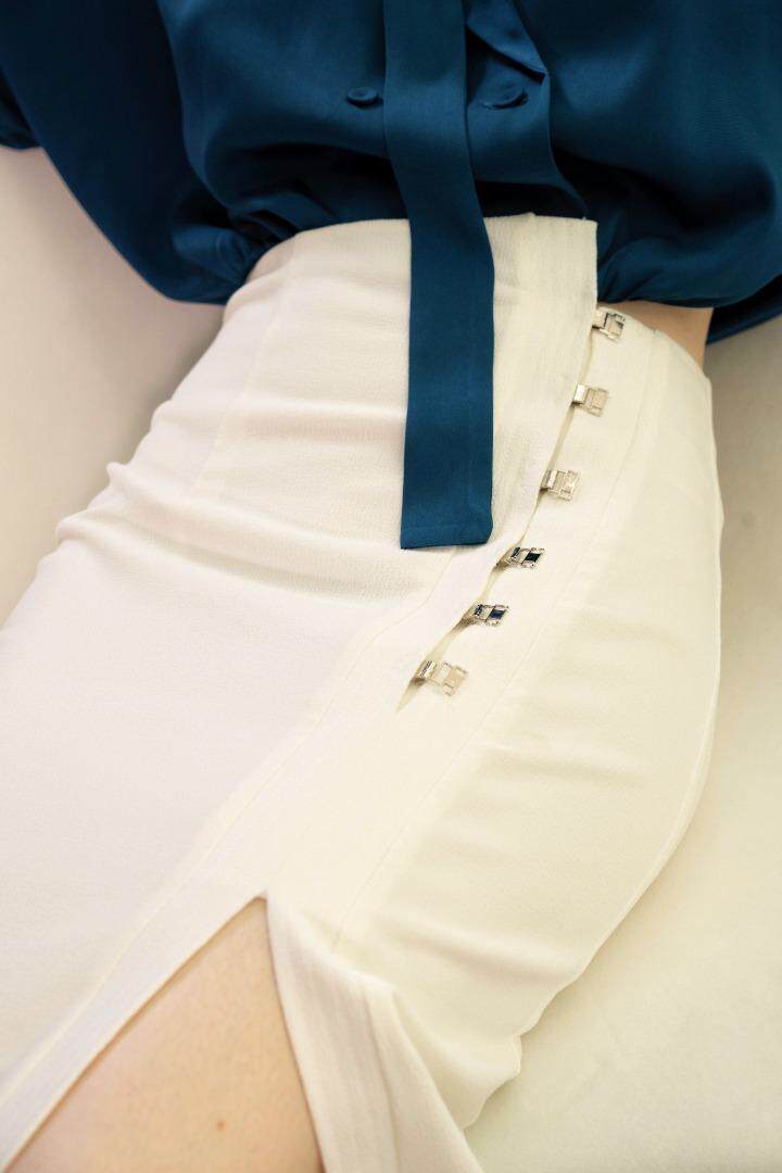 醋酸纤维慵懒裁剪韵味衬衫+H型显瘦开叉半裙，女装衬衫，GN