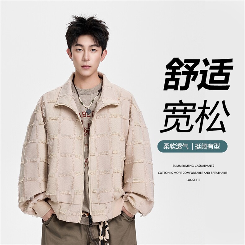 得物二开美式高街潮牌方格设计感夹克外套男2025秋季JK1218-P100，男装夹克，星座1103-3