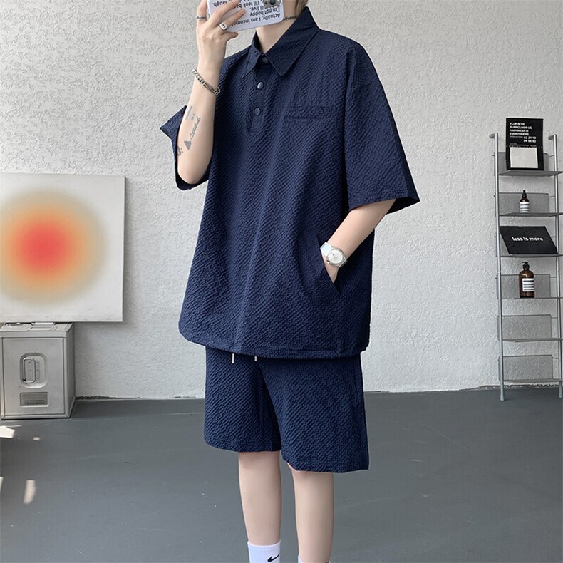 8XL-M日系工装短袖衬衫男夏季POLO衫t恤休闲运动套装TZ38004特P55，男装Polo衫，电商B312