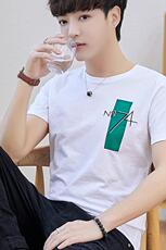 小宝6123短袖t恤男夏季韩版潮流纯棉半袖青少年白色印花，男装T恤，电商D310（原电商305）