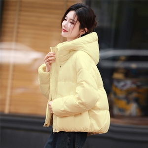 短款连帽羽绒服女2025年冬季新款小个子加厚保暖面包服白鸭绒外套图片