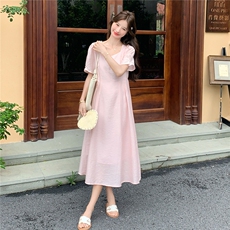法式温柔风气质减龄精美前侧车塔克线连衣裙女182-8713P135K198，女装连衣裙，帛香坊