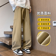 弯刀裤男士2025新款潮流宽松秋冬款直筒男生休闲长裤子Z2575-P45，男装休闲裤，星座509