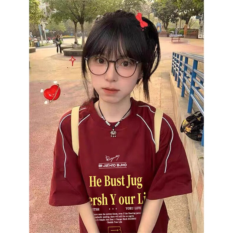 抖音得物品质240克宽松纯棉美式高街夜光反光工艺印花短袖T恤,男装T恤,电商A486-1