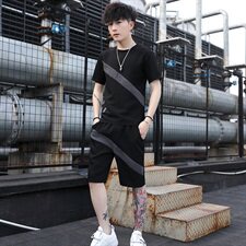 【】2021夏季新款短袖套装男士潮流t恤潮牌男装T718-P50，男装套装，星座1206（原A206）