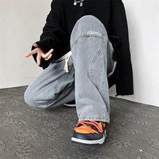 韩版新款水洗破洞直筒牛仔长裤K429P42，男装牛仔裤，星座1116-2