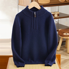 2025时尚百搭通勤简约休闲半拉链领羊毛衫，童装儿童羊毛衫，宏杨羊绒