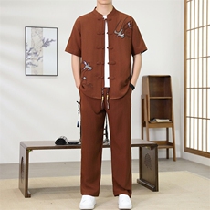 （版权注册仿款必究）夏季新款套装冰丝短袖长裤休闲时尚两件套，男装T恤，星座1206（原A206）