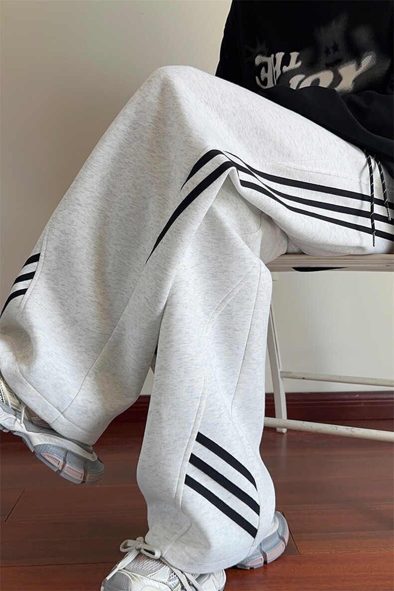 供抖音主推秋冬港风新款条纹裤男宽松X416B-1-KL921-P55限88,男装休闲裤,星座416B-1