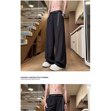 网图现货夏季新款灰墙直筒冰丝长裤RK339-P42，男装休闲裤，星座1005-4