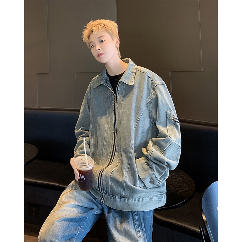 F376P70男生秋装新中式潮牛仔外套男复古宽松水洗做,男装工装外套,星座512-6