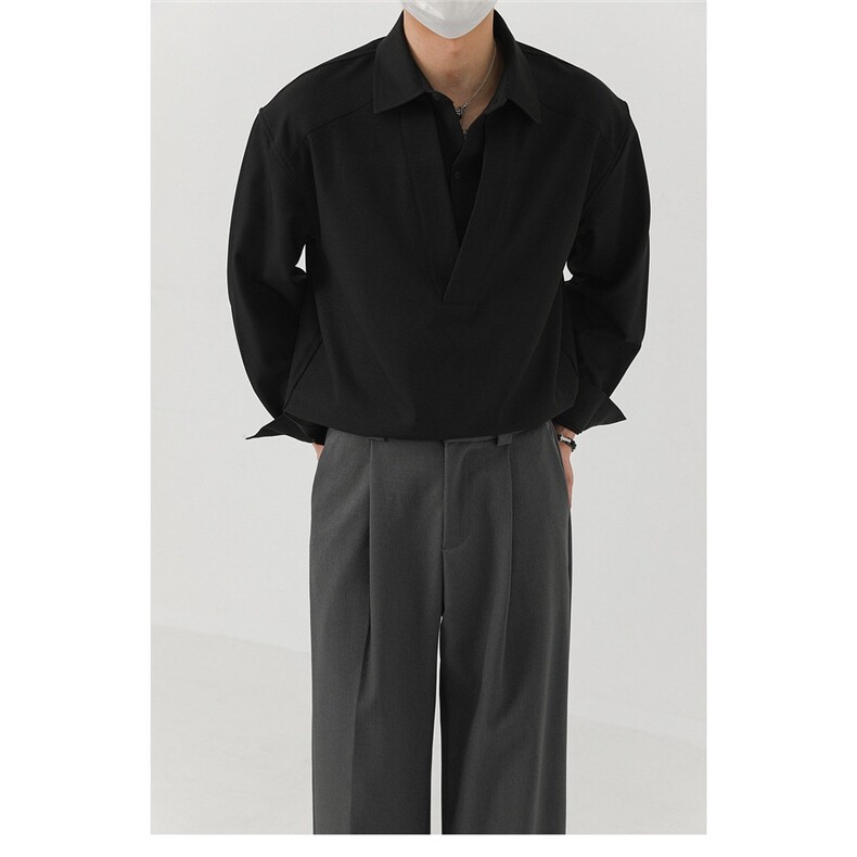 有货DCA6720-特批45日系复古假两件白色长袖衬衫男春秋，男装衬衫，星座603-2