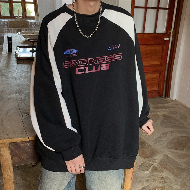 2026秋装潮街头宽松撞色机车服元素情侣卫衣印花外套H802P58,男装工装外套,电商A341
