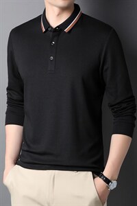 中年爸爸t恤男长袖秋季新款纯棉秋装上衣服商务休闲上衣打底衫图片