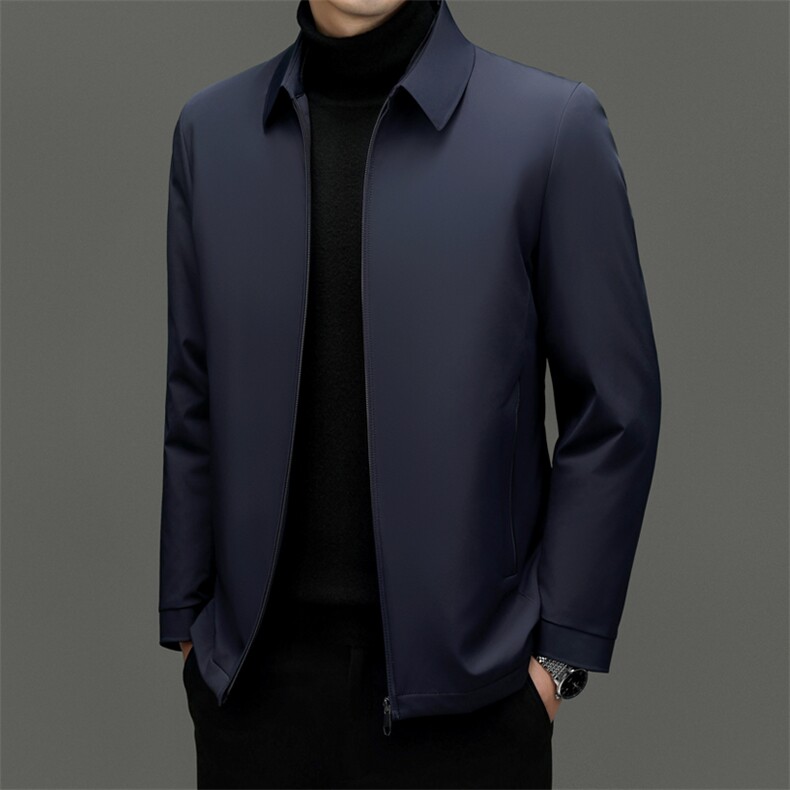 2023年新款冬季男士白鹅绒可脱卸内胆羽绒服翻领保暖外套修身大衣图片