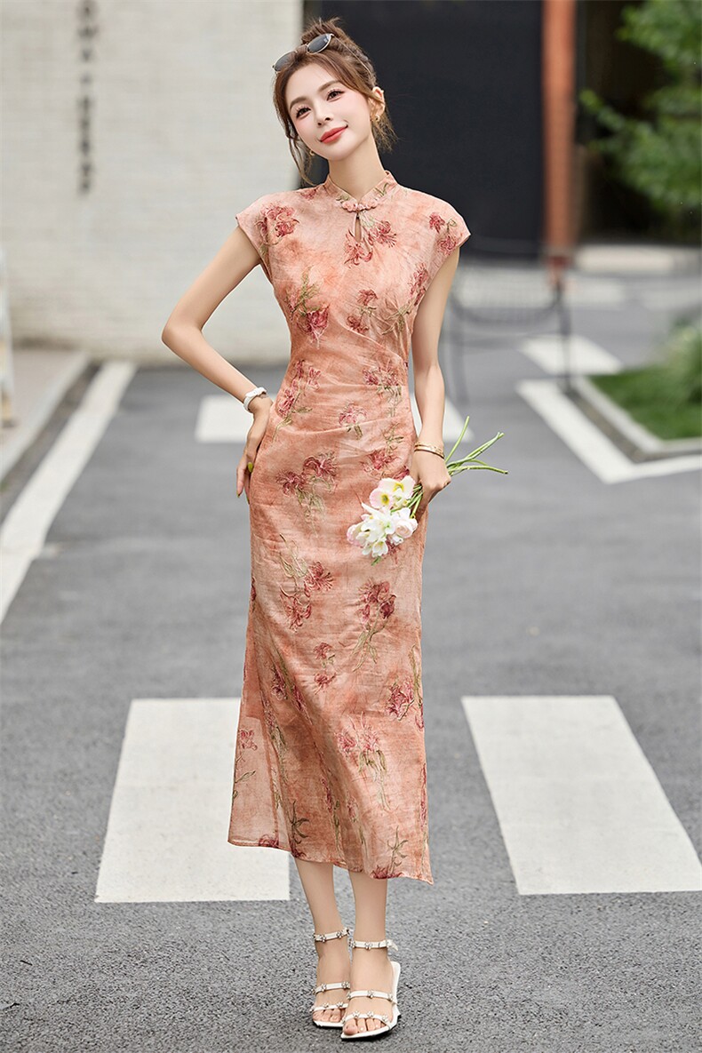 新中式连衣裙女2025超火夏季新款气质超好看修身长款提花旗袍裙子,女装连衣裙,布芭啦