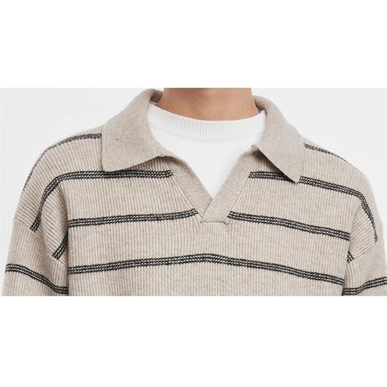网图撞色条纹polo领毛衣假两件v领休闲针织毛衫A025-GM19586-P60,男装针织衫/毛衣,电商A025