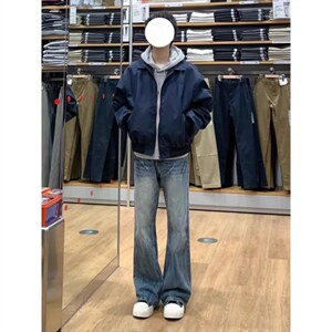 美式高街复古老钱风薄款夹克冲锋衣男女纯色休闲宽松boxy飞行外套图片