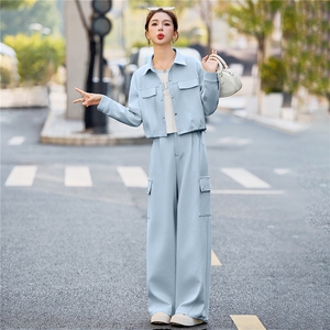 2026年春季通用三件套修身长袖长裤修身女装气质通勤时尚女装图片
