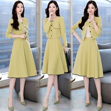 2023秋季时尚简约大方气质优雅显瘦修身百搭潮流两件套，女装套装/套裙，罗腾