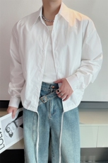 早秋短款潮流百搭下摆抽绳休闲小众设计长袖衬衫短外套男CS899P72，男装衬衫，电商B267