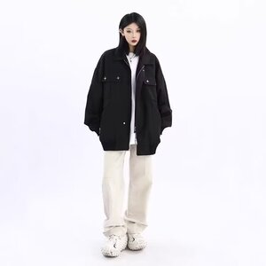 1506-1/JAA031/P51男士黑色工装牛仔外套男2026年春秋季新款百搭图片