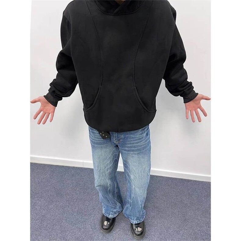 【有货】DE06-P48重磅卫衣男春秋款解构风美式连帽衫高级感外套,男装卫衣,星座603-2