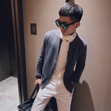 1秋季男装针织衫外套社会小伙帅气开衫修身毛衣C301B-MY05，男装针织衫/毛衣，电商C301B