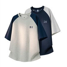 2026美式重磅冰感拼接插肩短袖T桖春夏DX2616特P28控59，男装T恤，电商B208