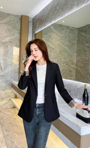 2021春装新款小西装袖口拼格子20297#，女装西装，樱·之秀
