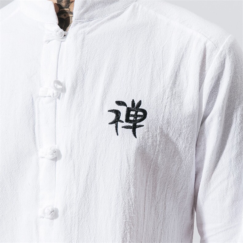 棉麻立领长袖衬衣M到5XL模特有大码电商B375-C35-F60,男装衬衫,电商B375