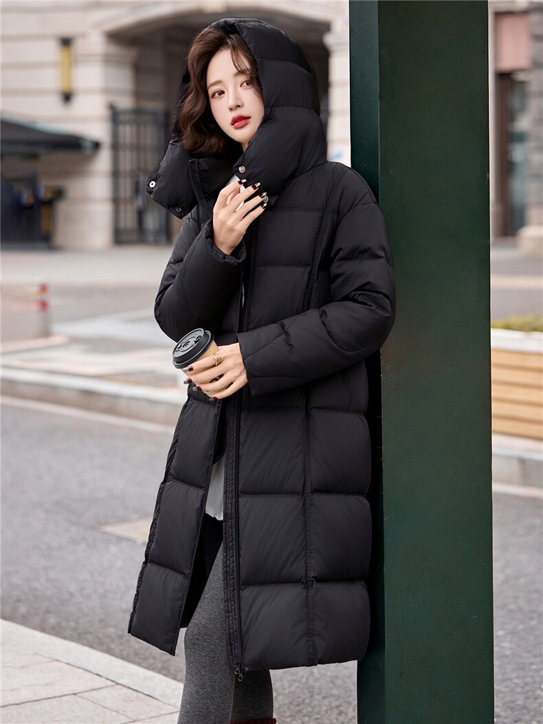 保暖长款连帽羽绒服女装2025新款冬季气质高级感加厚白鸭绒外套,女装羽绒服,流量+