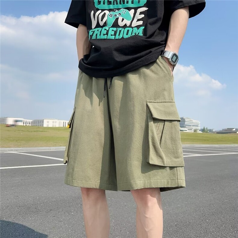 工装短裤男夏季新款美式复古大码外穿休闲裤子P35图片