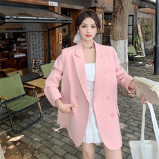 温柔风粉色甜美减龄西服女春季2025新款休闲小个子高级感西装外套，女装短外套，浙宝189