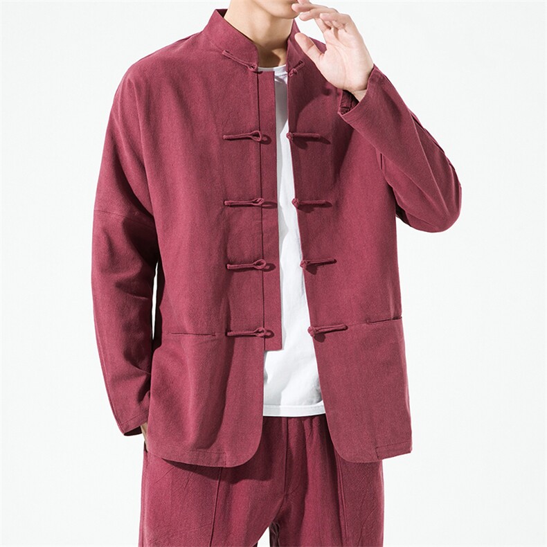 22601^风棉麻唐装外套新中式茶禅服春秋复古风衬衫居士服,男装夹克,钱塘777(原3023)