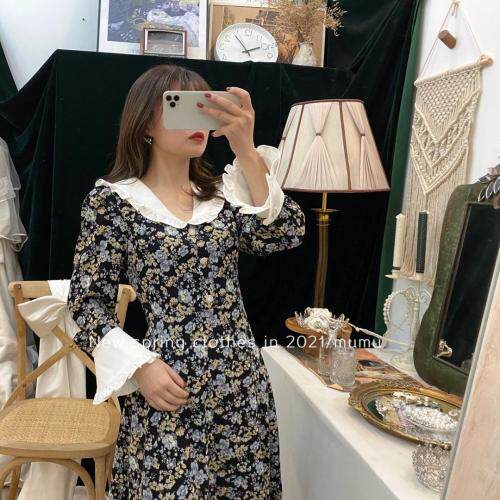 法风拼接连衣裙，女装连衣裙，Mu Mu