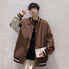 小牛津上衣夹克宽松落肩拼色棒球服外套XZ214-8JK701-P65，男装夹克，星座1204-3