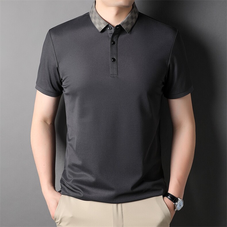 polo衫男2023新款夏季纯色翻领短袖套头衫T恤中青年男士打底上衣,男装T恤,电商B212（原钱塘6029）