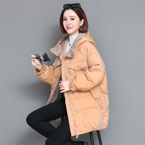 2021韩版时尚修身显瘦连帽羽绒服女图片