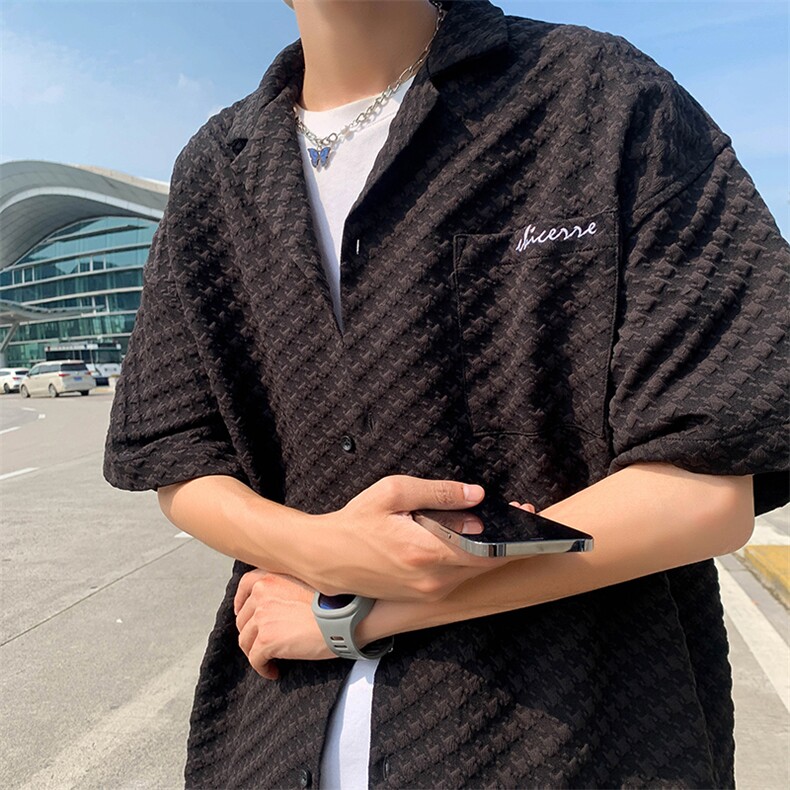 夏季新款短袖衬衫短裤男格子衬衫短裤休闲运动套装男W3337-P53,男装衬衫,星座512-2