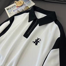 平铺2026夏装新款撞色POLO衫短袖T恤男女夏季绣花半袖D253，男装T恤，电商A335-1（原A458）