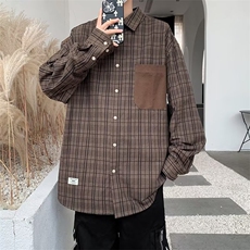 衬衫男百搭气质文艺潮潮流长袖标准ins日系新款格子春季CS700P33，男装衬衫，星座410-2