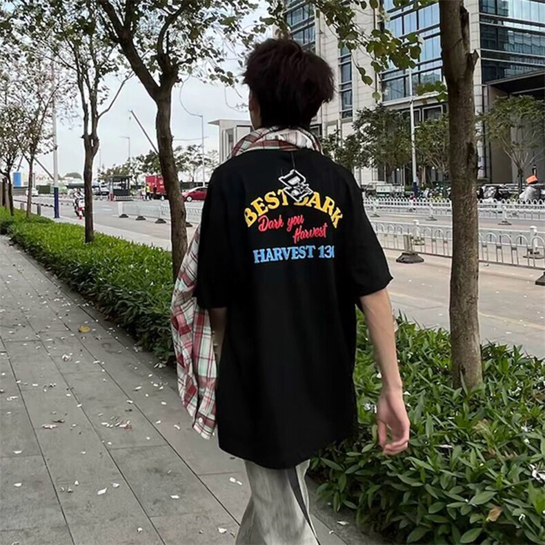 万针全刺绣工艺抖音得物高品质260克重磅纯棉双纱美式高街短袖T恤,男装T恤,电商A486