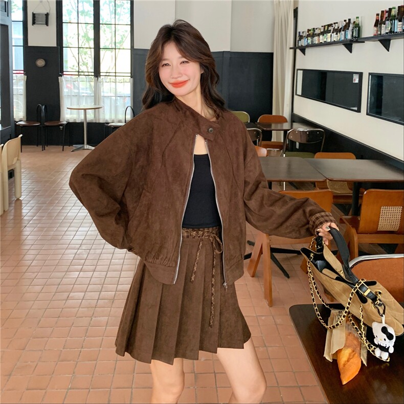 现货新款麂皮绒外套百褶裙裤两件套2D035-25094P175K258,女装套装/套裙,2D035