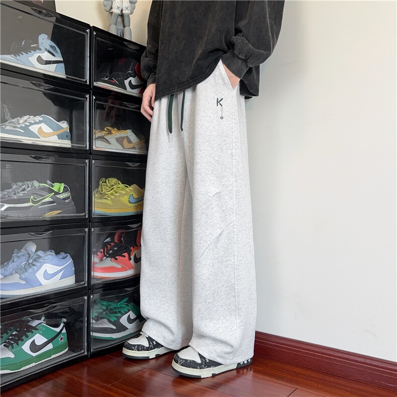 wassuphappy美式刺绣卫裤男士秋冬季2025新款宽松青少年休闲裤子,男装休闲裤,星座227-1