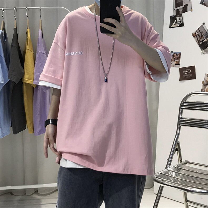 原507-1T06圆领大码字母印花港风短袖棉T恤半袖宽松男女多色TEE,男装T恤,星座115A(原星座507）