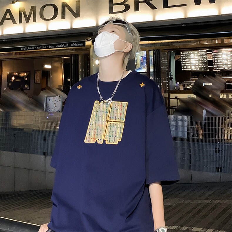 短袖t恤男潮牌夏季宽松网红潮流ins简约印花上衣T0304-P35,男装T恤,星座308B-2