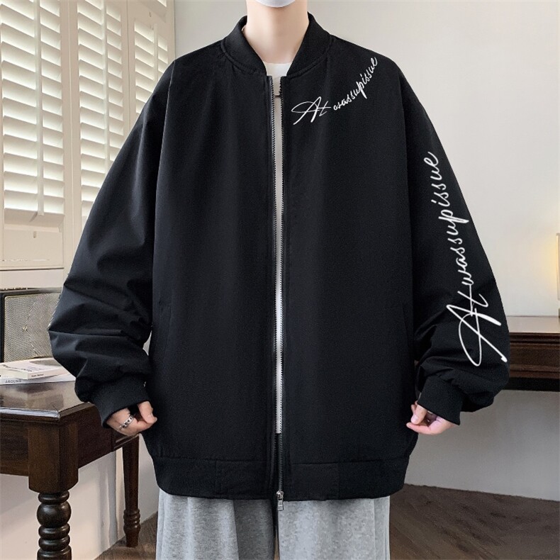 美式字母印花飞行夹克外套春秋高街拉链宽松百搭棒球服男Y011-P47,男装夹克,星座308B-2
